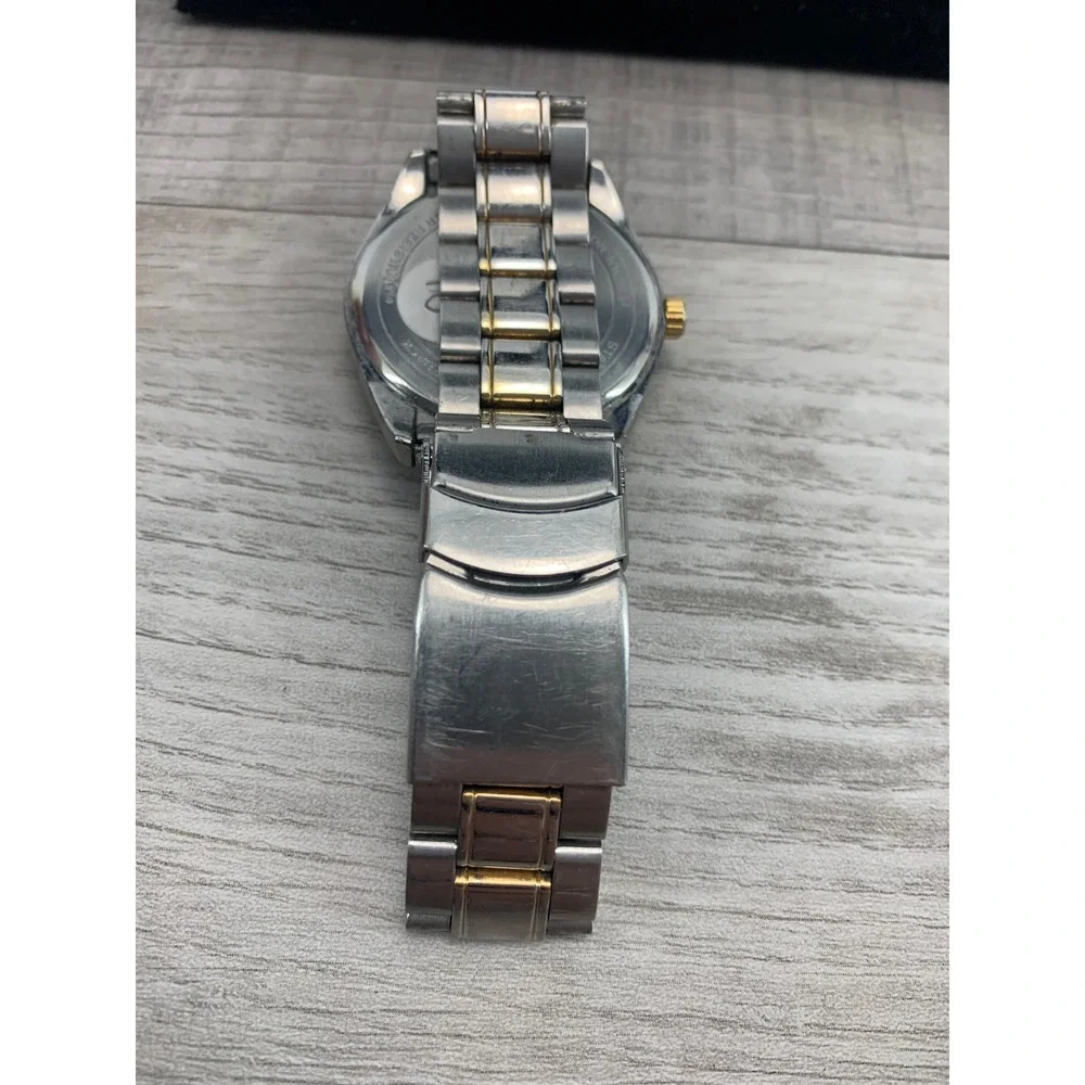 Lorus Mens Watch Two Tone Stainless Steel Black Dial Date LR3259 100FT Water Res